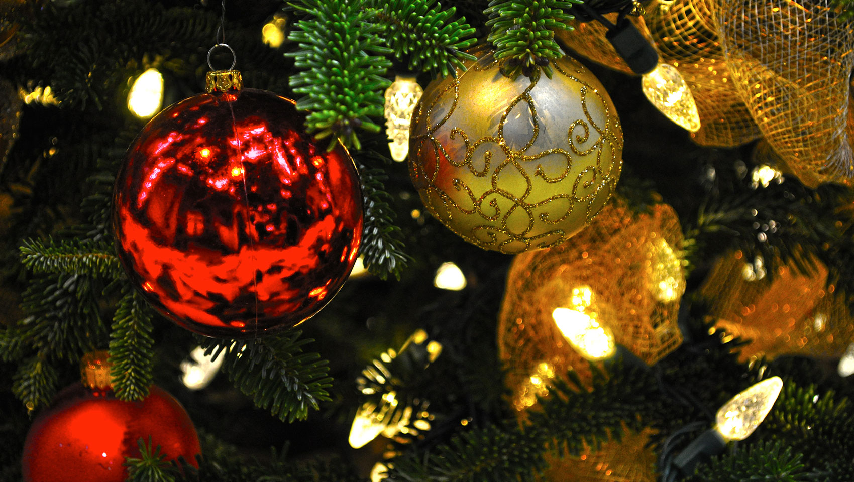 Christmas Ornaments on a tree