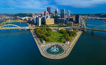 View of Point State Park in Pittsburgh